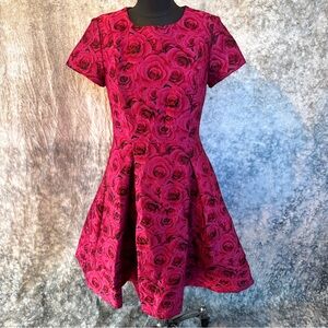 Taylor Hot Pink Retro Floral Dress - 4